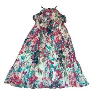 MSK  Halter, Blouson Floral Tropcal Maxi Dress, Formal, semi formal, cruise, 22W